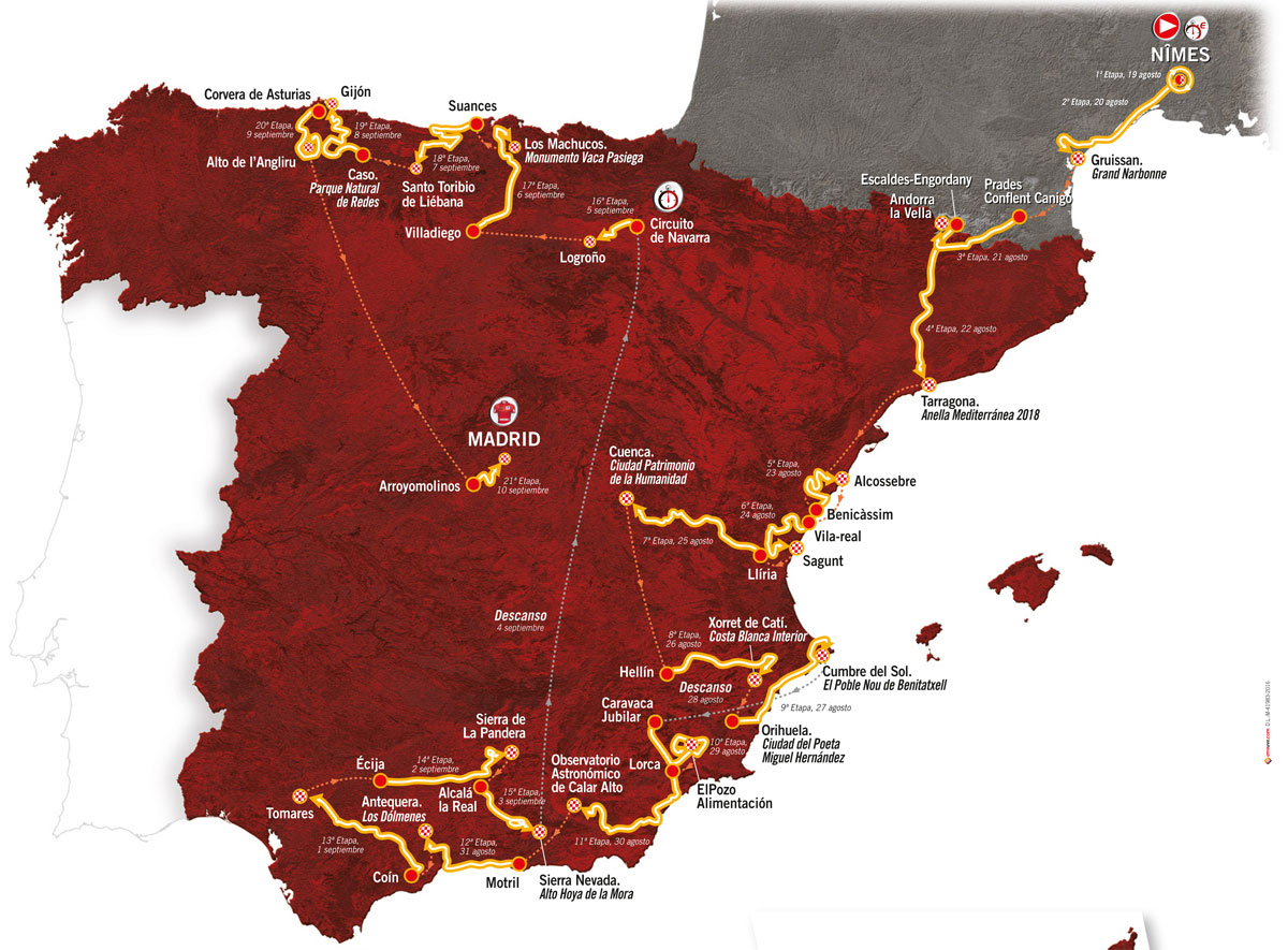 Vuelta 2017 Alle Etappen Der 72 Spanien Rundfahrt Mit Profil Und