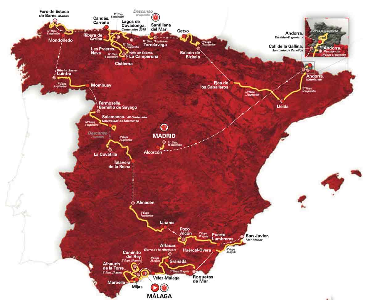 Vuelta 2018 Alle Etappen der 73. SpanienRundfahrt mit Profil und