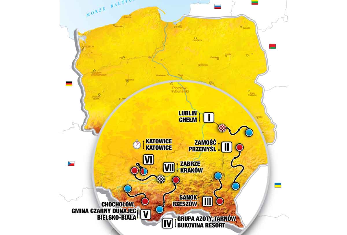 Tour de Pologne Etappen, Karte, Profile Vorschau auf die Polen