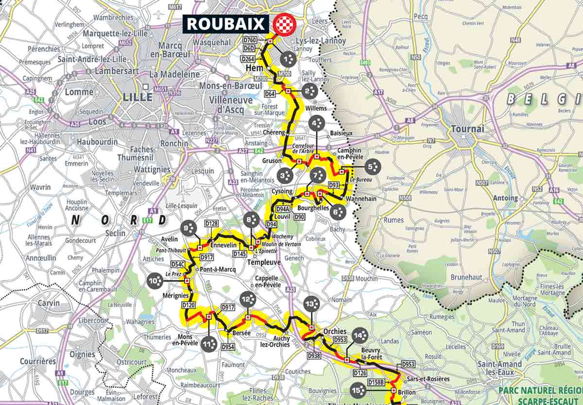 Parijs Roubaix 2022 Parcours