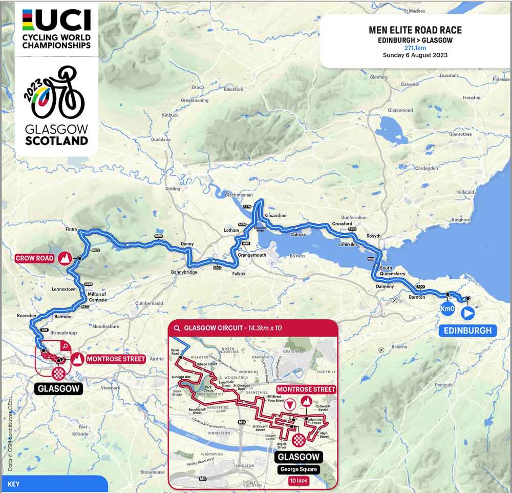 RadWM 2023 Glasgow Zeitplan, Profile, Strecken, Startlisten 